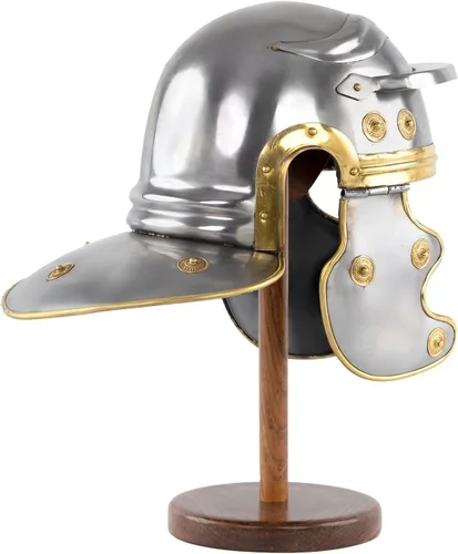 Vista 6 de Casco centurión romano medieval Casco de guerreros de gladiador Casco de réplica de metal Casco para LARP, WO Plume