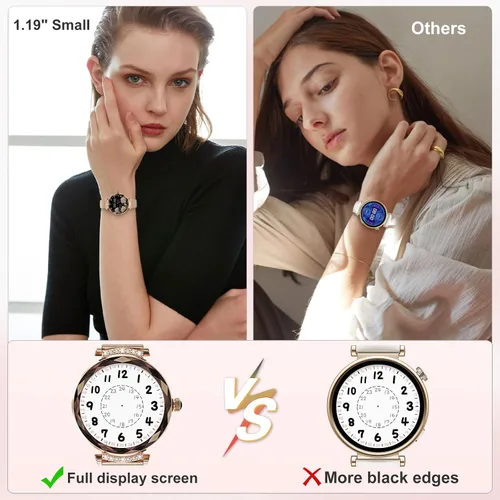Vista 6 de Relojes inteligentes para mujer, responder/hacer llamadas, reloj inteligente AMOLED de 1.19 pulgadas con Bluetooth para teléfonos Android iOS