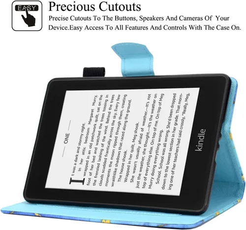 Vista 5 de Funda para Kindle Paperwhite, de piel sintética, con ranuras para tarjetas, con tapa de apagado y encendido automático para Amazon Kindle Paperwhite