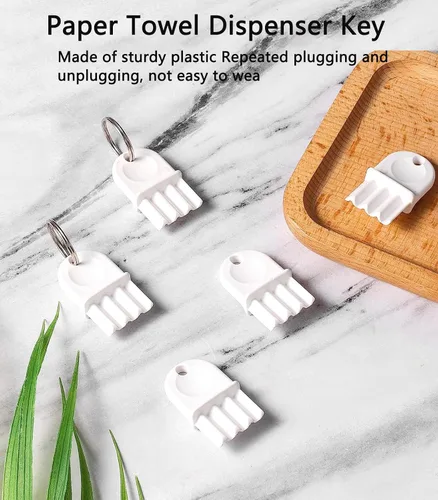 Vista 5 de Paquete de 5 llaves dispensadoras de papel higiénico universal de plástico duro para dispensadores de toallas de papel y jabón, 2 llaveros incluidos