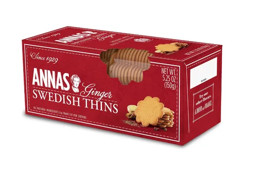 Vista 2 de Anna's Ginger Thins Paquete variado sueco original, naranja y almendra