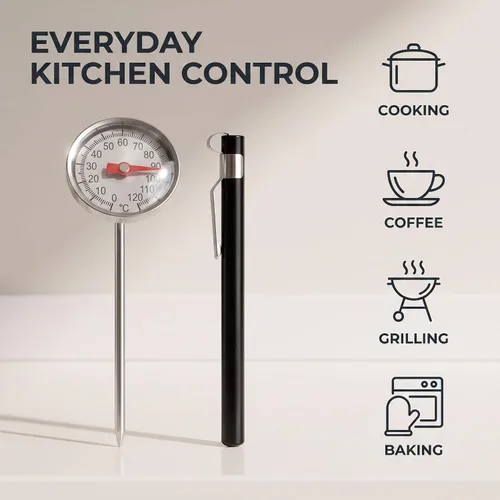 Vista 3 de Black Kitchen - Termómetro de acero inoxidable para cocinar alimentos y carne, termómetro de acero inoxidable con detección física para espuma
