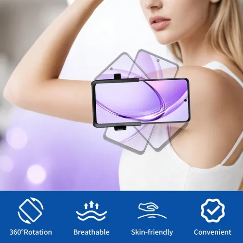 Vista 2 de Soporte para teléfono, sin bloqueo de pantalla, soporte de teléfono giratorio de 360°, bloqueo de memoria, liberación rápida, para Android, iPhone