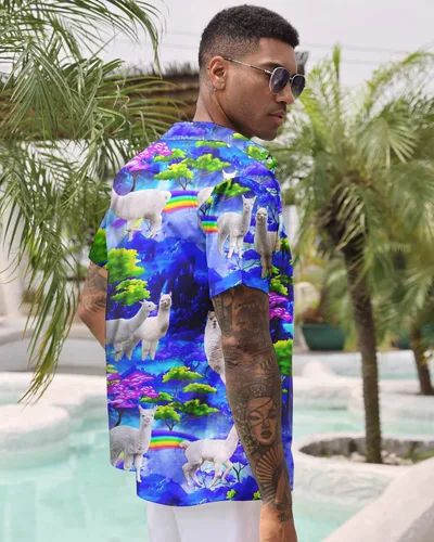 Vista 5 de ALISISTER Camisas de vestir novedosas para hombre, con botones, divertido patrón 3D, camisa hawaiana de verano, vacaciones y playa
