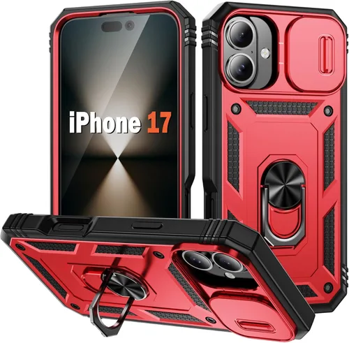 Vista 29 de PASNEW Funda militar para iPhone 13 Pro Max, cubierta de cámara deslizante y soporte de anillo de metal de 360°, carcasa rígida multicapa resistente