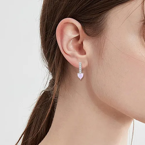 Vista 2 de JO WISDOM Pendientes de aro de plata de ley 925 AAA Cubic Zironia Oval Hoop Pendientes con chapado en oro blanco, joyería para mujer