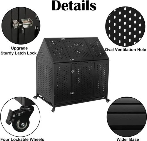 Vista 4 de 44 Inch Heavy Duty Dog Crate for Large Medium Dogs Indestructible Dog Cage with Escape-Proof Lock,Double Doors,Secure Locks,Lockable