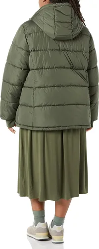 Vista 7 de Tienda Essentials - Abrigo abombado y pesado de manga larga con capucha para mujer (disponible en talla extragrande)