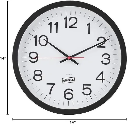 Vista 2 de STAPLES Reloj de pared decorativo para el hogar u oficina, plástico (14 pulgadas)