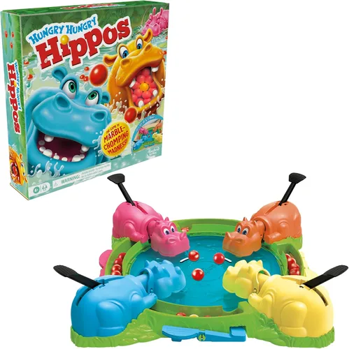 Vista 14 de Hasbro Gaming Juego de hipopótamos hambrientos hambrientos para preescolares Relanzamiento instantáneo de mármol, fácil instalación
