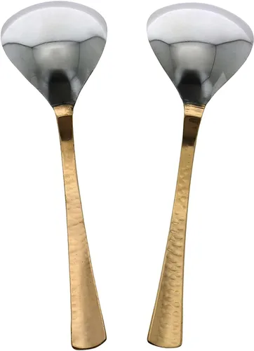 Vista 6 de Cuchara de servir de cobre con mango de martillo, cuchara de mesa para cocina, vajilla, utensilios de servir, herramientas de cocina de cobre