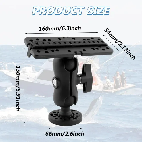 Vista 2 de CALIDAKA Base de montaje para buscador de pescado, rotación de 360 grados, soporte electrónico marino universal para barco