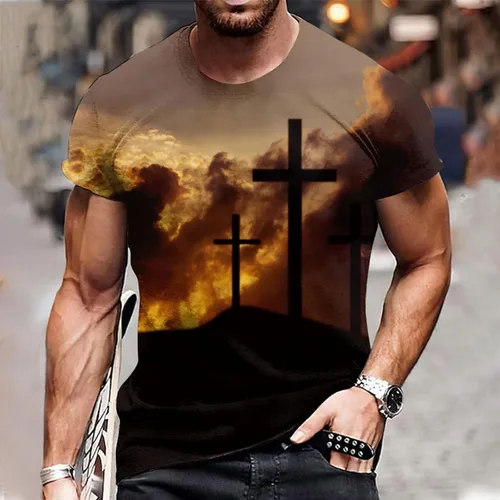 Vista 2 de Camisetas para hombre con estampado de guayabera liso de moda hawaiana de verano, ajuste seco, manga corta