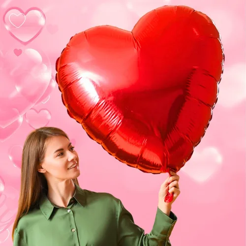 Vista 4 de 8 globos de corazón rojo enorme de 36 pulgadas, globos románticos de papel de aluminio de corazón grande, globos de San Valentín para bodas
