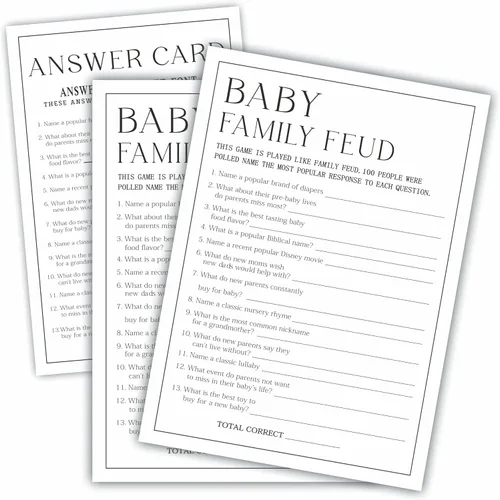 Vista 9 de Juego de 30 juegos de fiesta de baby shower de 5 x 7 pulgadas, minimalismo en blanco y negro, juego de mamá o papá para los deseos de los invitados