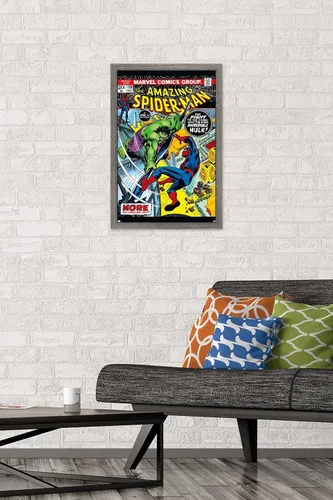 Vista 2 de Marvel Comics Amazing Spider-Man #120 - Póster de pared, 22.4 pulgadas de largo x 14.7 pulgadas de ancho, versión enmarcada de madera de granero