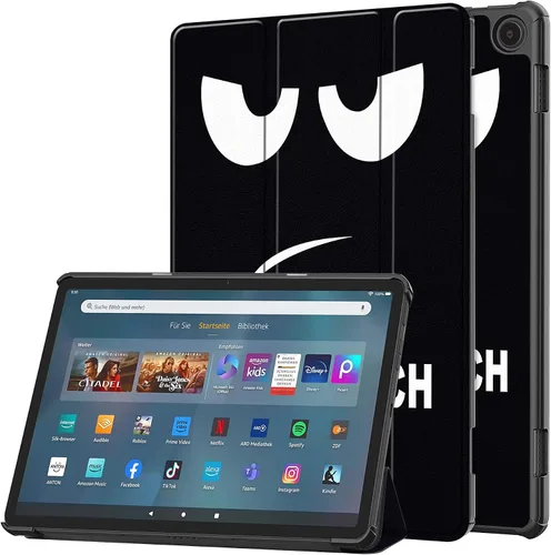 Vista 28 de Funda tipo folio con tapa para tablet Fire Max 11, ajuste delgado, de piel sintética de alta calidad, parte trasera dura, con función de apagado
