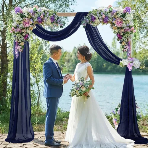 Vista 7 de FUHSY Tela drapeada para arco de boda de 29 x 20 pies, 1 panel negro para arco de boda, cortinas transparentes para telón de fondo, cortinas de tela