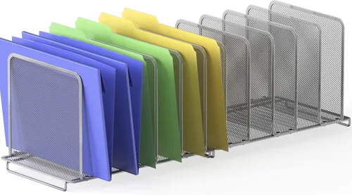 Vista 7 de Simple Houseware Organizador clasificador de archivos vertical, 5 secciones, ampliable, negro