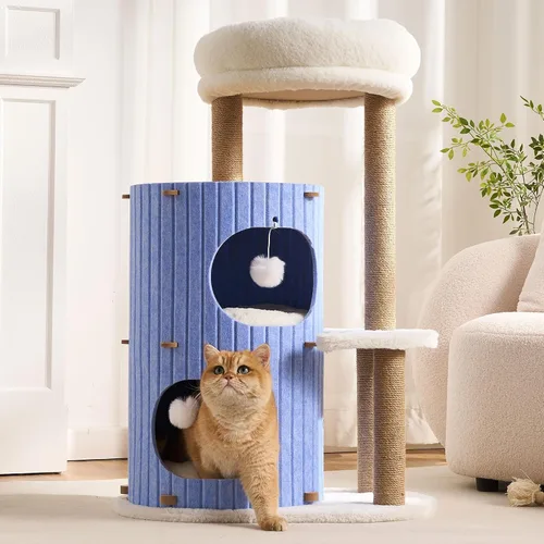 Vista 11 de Árbol Moderno para Gatos de Interior Grande para Adultos, Torre de Árbol para Gatos de 36 Pulgadas de Altura con Postes Rascadores, Cálido Refugio
