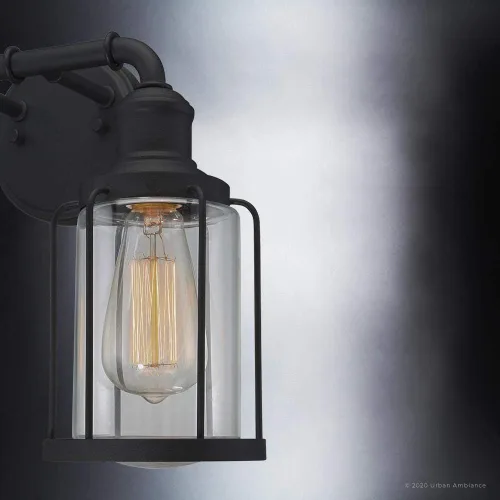 Vista 7 de Urban Ambiance Lámpara de tocador de baño industrial chic de lujo, tamaño mediano: 12 pulgadas de alto x 14.5 pulgadas de ancho, con elementos