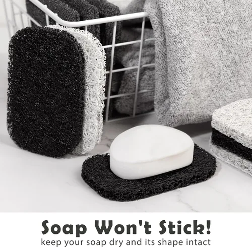 Vista 6 de myHomeBody Bolsa exfoliante con bolsillos de jabón, gris grafito, paquete