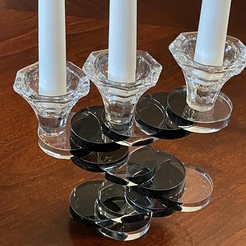 Vista 6 de Allgala Candelabro de cristal con diseño artístico de 3 tazas estilo bonsái - negro HD89132