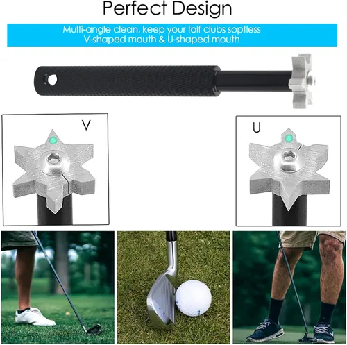 Vista 6 de VIPMOON Golf Club Cleaner Kit, 2 Pcs Groove Sharpener Regrooving Tool and 1 Pcs Retractable Club Cleaner Brush, Portable Groove Sharpener Tool for