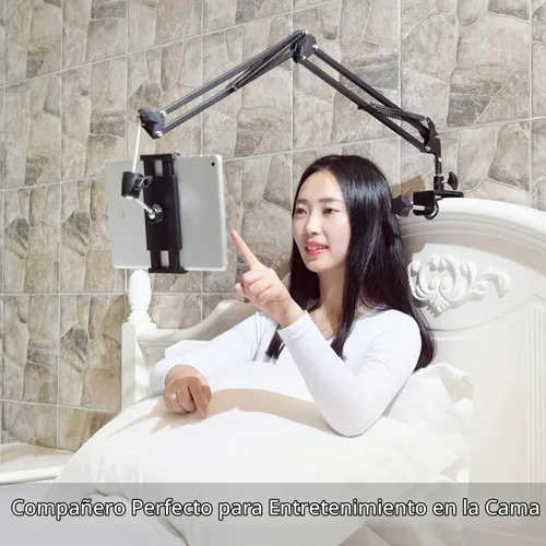 Vista 2 de SAMHOUSING Soporte para tableta para cama, soporte de montaje para cama giratorio de 360 grados con brazo de aluminio para iPad, iPhoneXS, N-Switch
