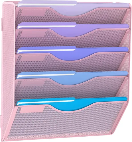 Vista 13 de Gawerk Organizador de archivos de pared colgante de 3 niveles, organizador de papel de correo de malla para colgar carpetas de archivos para oficina