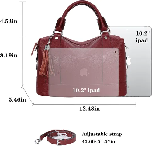 Vista 45 de Heshe - Bolsa de hombro de piel para mujer, con asa superior, bolsa cruzada