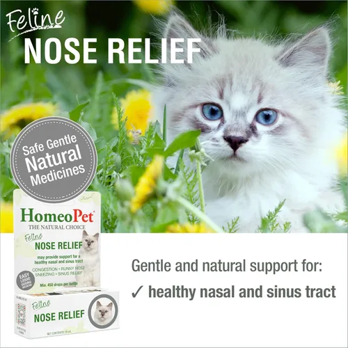 Vista 2 de HomeoPet Alivio Nasal Felino, Suplemento Seguro y Natural para el Nasal y Senos de los Gatos, 15 Mililitros