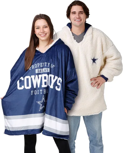 Vista 24 de FOCO Nfl Team Logo Reversible Oversized Sherpa Hoodie Sweatshirt Hoodeez
