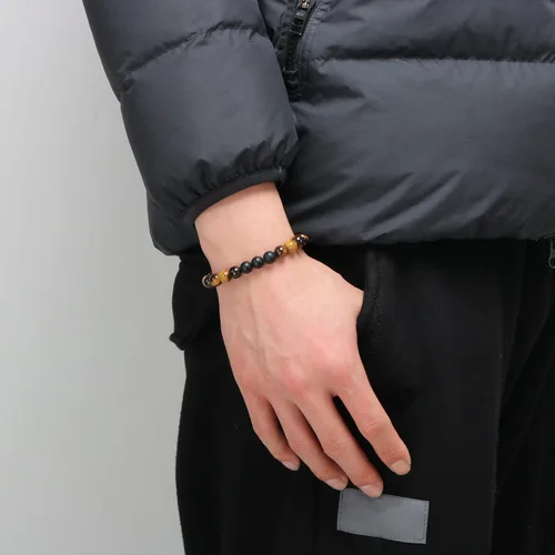 Vista 3 de JoycuFF Healing Bracelet for Men 8mm Black Matte Agate Stone Father Brother Son Boyfriend