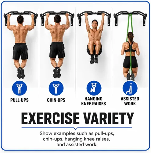 Vista 8 de REP Barra de dominadas montada en la pared para gimnasios en casa o garaje, barra recta o arco de agarre múltiple, ideal para kipping pull-ups