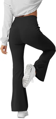 Vista 137 de HEGALY Pantalones de yoga acampanados para mujer, leggings cruzados, suaves, de cintura alta, pantalones casuales de entrenamiento con corte de bota