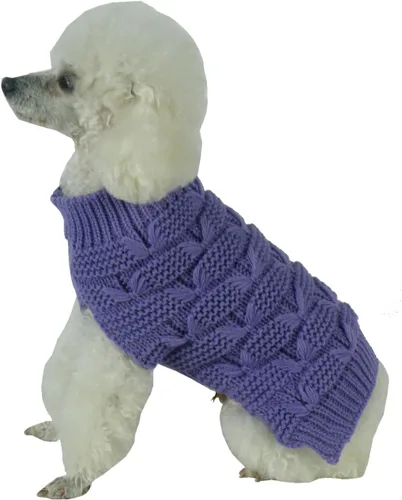 Vista 4 de Pet Life ® Suéter para perro de otoño e invierno con cuello de tortuga, suéter cálido para mascotas Púrpura