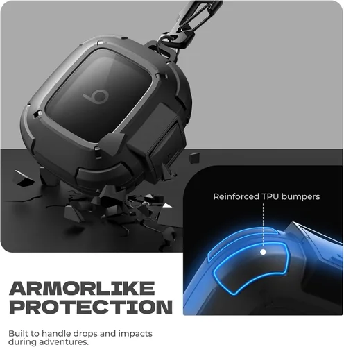 Vista 4 de Dexnor para Beats Powerbeats Pro 2 Estuche con Bloqueo a las Caídas, Funda Protectora de Parachoques Resistente a los Golpes con Mosquetón y Llavero