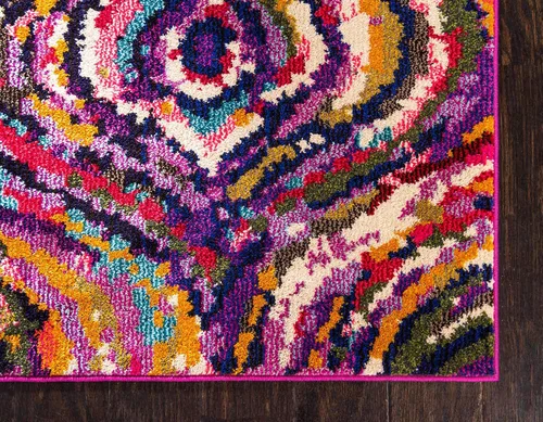 Vista 8 de Unique Loom - Colección Estrella, alfombra moderna de área con diseño colorido, abstracto, geométrico y degradado