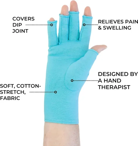 Vista 3 de GRACE & ABLE Guantes de compresión para artritis - Dedo abierto, mezcla de algodón, soporte de mano ligero y transpirable