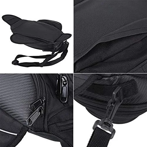 Vista 7 de Aramox Bolsa de tanque de motocicleta, bolsa magnética universal, bolsa de sillín de motocicleta con correa