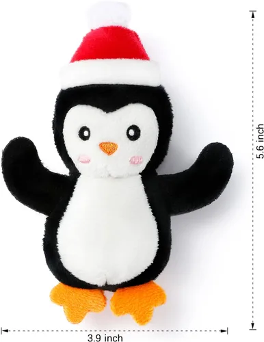 Vista 6 de Senneny Juego de 6 juguetes de Navidad con hierba gatera – reno, hombre de jengibre, oso, cerdito, erizo, pingüino, juguetes de animales de peluche