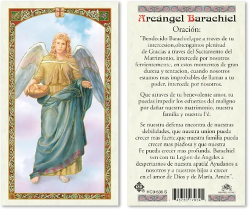 Vista 5 de Seven Arcángeles - Tarjetas de oración católicas laminadas en español para orientación celestial, Miguel Gabriel Rafael Uriel Barachiel Jhudiel