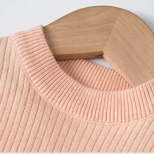 Vista 5 de Ropa de vestir de princesa de punto para otoño e invierno de manga larga de tul sólido para niñas de 1 a 5 años rosa 2 a 3 años