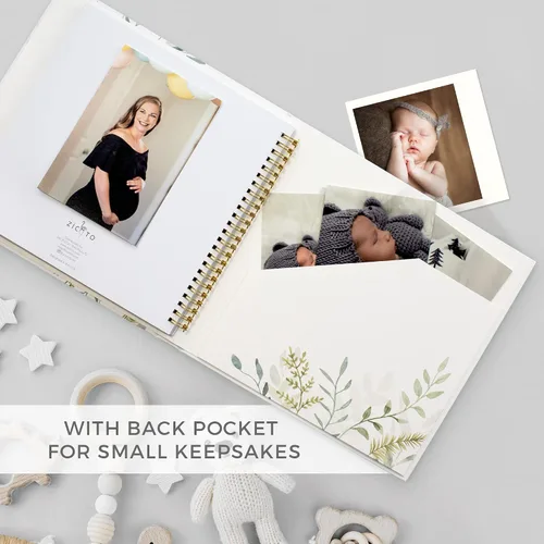Vista 7 de Libro de recuerdos para bebés para niños y niñas – Álbum de fotos atemporal para bebés de los primeros 5 años – Diario álbum de recortes de género