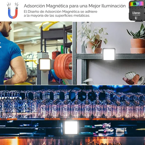 Vista 4 de ULANZI VL49 Luces de Video RGB, Luz de Cámara LED 360° Color Completo Iluminación de Fotografía Portátil con 3 Zapatas Frías, 2000mAh Recargable CRI