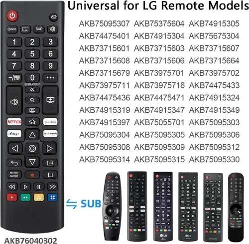 Vista 3 de Reemplazo de control remoto universal compatible con LG TV All UHD LED OLED QNED NanoCell 3D 4K 8K Smart TVs - No requiere configuración