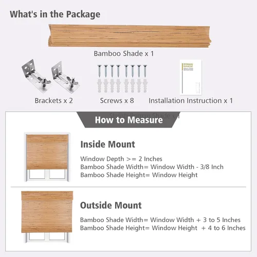 Vista 5 de Persianas romanas de bambú, sin cordón, de nogal personalizado, opacas, oscurecimiento de la habitación, persianas de madera tejida, persianas