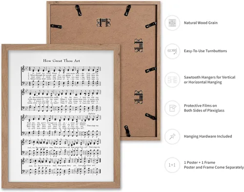 Vista 2 de Poster Master Póster de partitura de música vintage, impresión de himno retro, regalo para músico, amigo, "How Great Thou Art, himno, verso