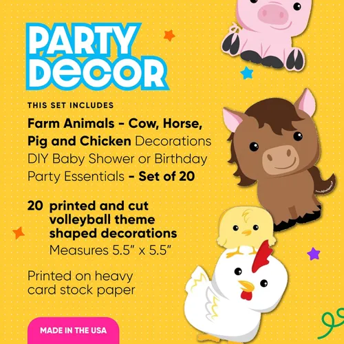 Vista 2 de Big Dot of Happiness Animales de granja – Decoración de vaca, caballo, cerdo y pollo, artículos esenciales para baby shower o fiesta de cumpleaños
